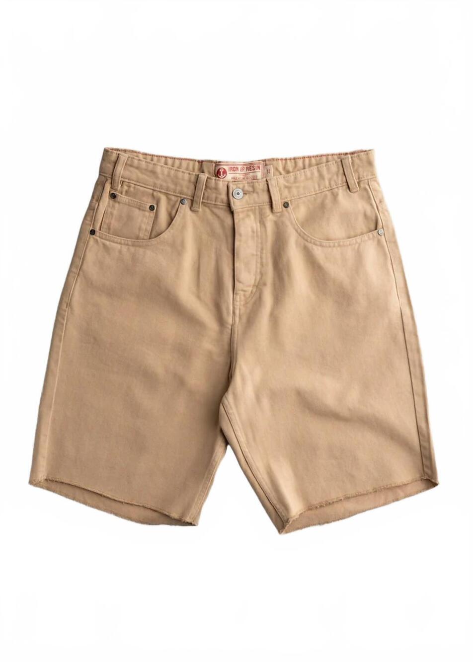 NEW IRON & RESIN men's hector cotton bull denim short in tan